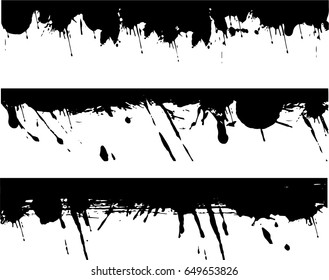 Grunge Edges Vector Set . Design Elements . Grunge Borders , Dividers or Brush Strokes