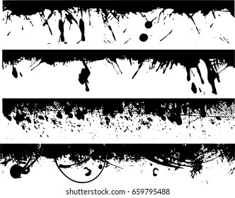 Grunge Edges Vector Set . Design Elements . Grunge Borders , Dividers or Brush Strokes