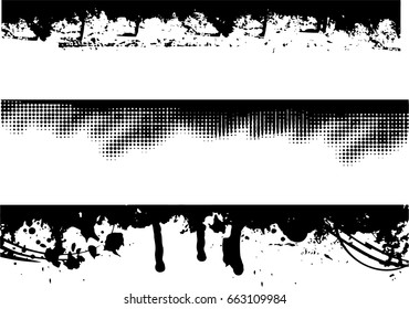 Grunge Edges Vector Set . Design Elements . Grunge Borders , Dividers or Brush Strokes