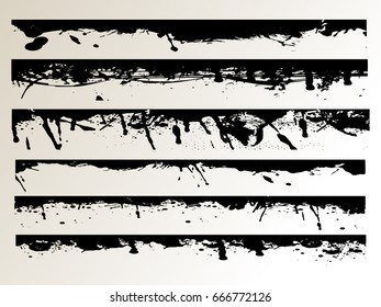 Grunge Edges Vector Set . Design Elements . Grunge Borders , Dividers or Brush Strokes