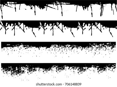 Grunge Edges Vector Set . Design Elements . Grunge Borders , Dividers or Brush Strokes