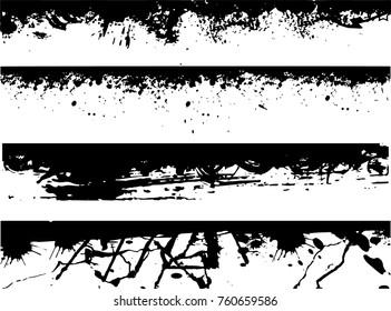 Grunge Edges Vector Set . Design Elements . Grunge Borders , Dividers or Brush Strokes