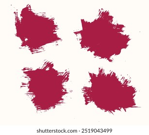 Grunge editable vector red color brush strokes paint set