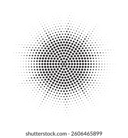 Grunge effect abstract halftone circle. Circle halftone collection. Black halftone dots backgrounds. Round halftones geometric dots design element.