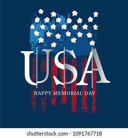 Grunge effect American flag background with text/ Memorial Day