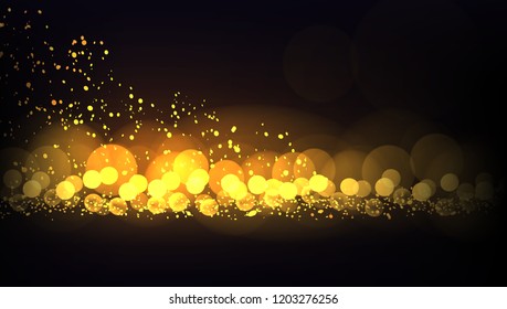Grunge Effect Gold Dlitter Lights Christmas Background. EPS10 Vector