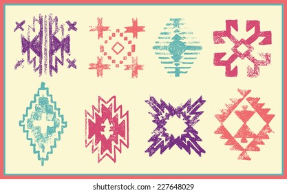 Grunge effect navajo - aztec vector pattern page