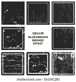 grunge effect square collections. Banners, Insignias , Logos, Icons, Labels and Badges Set vector distress textures.blank shapes