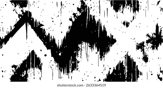 Grunge effect texture creates a black and white abstract pattern