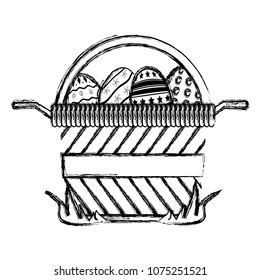 grunge eggs easter decoration inside hamper design