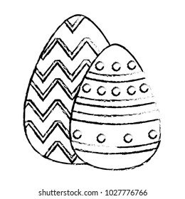 grunge eggs easter with figures points to holiday celebration