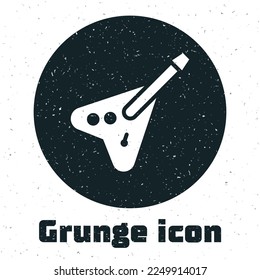 Grunge Electric bass guitar icon isolated on white background. Monochrome vintage drawing. Vector