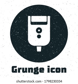 Grunge Electric razor blade for men icon isolated on white background. Electric shaver. Monochrome vintage drawing. Vector Illustration