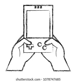 grunge electronic gamepad console technology in the hands