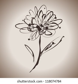 Grunge elegance ink splash Illustration der Blume