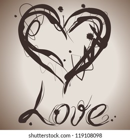 Grunge elegance ink splash illustration of heart