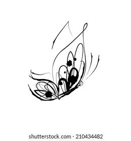 Grunge elegance ink splash illustration of butterfly
