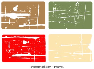 Grunge elements - 4 Transparent Grunge business cards colors can be easily changed