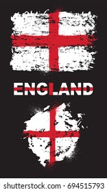 Grunge elements with flag of England. All flags, colors and text are grouped and layered separately.