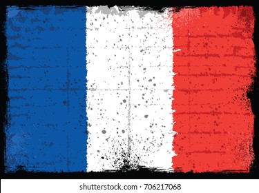 Grunge elements with flag of France. 