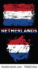 Grunge elements with flag of Netherlands. 