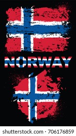 Grunge elements with flag of Norway. All flags, colors and text are grouped and layered separately.