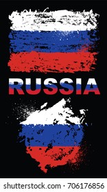 Grunge elements with flag of Russia. All flags, colors and text are grouped and layered separately.