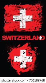 Grunge elements with flag of Switzerland. All flags, colors and text are grouped and layered separately.