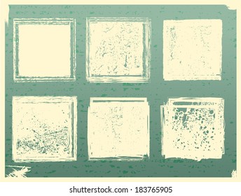 Grunge elements, isolated on green background.Fully editable and customizable. 