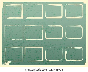 Grunge elements, isolated on green background.Fully editable and customizable. 