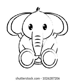 grunge elephant cute wild animal character