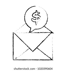 grunge e-mail text message and chat bubble with dollar symbol