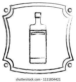 grunge emblem with alcohol liquor bottle beverage