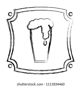 grunge emblem with foam beer liquor beverage