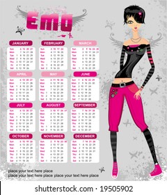 Grunge Emo Calendar for 2009. (Starts Sunday). To see similar, please VISIT MY GALLERY.