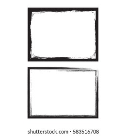 Grunge empty frame set. Isolated on white background. Vector template.