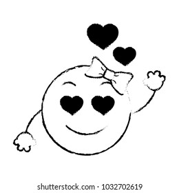 grunge enamored female emoji face with arms