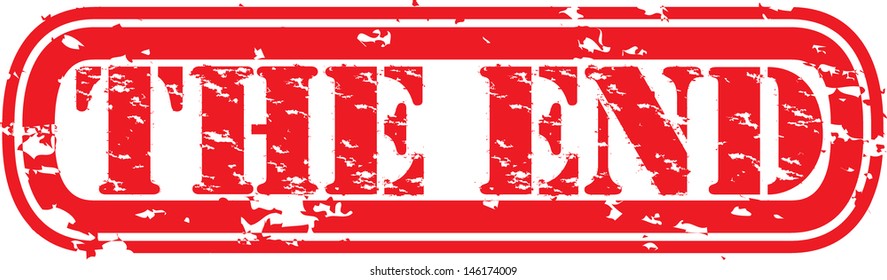 Grunge the end rubber stamp, vector illustration 