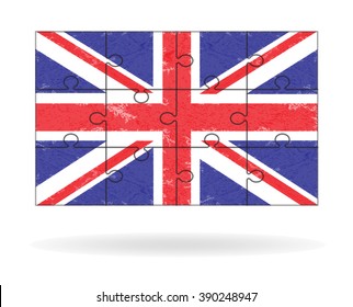 Grunge England flag jigsaw, Vector illustration