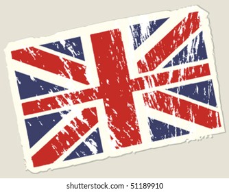 Grunge english flag. Vector background.