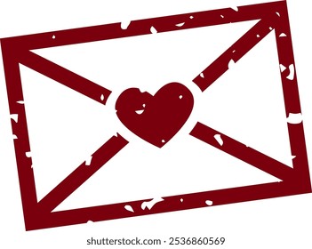Grunge Envelope With Heart Vector Illustration