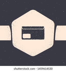 Grunge Envelope icon isolated on grey background. Email message letter symbol. Monochrome vintage drawing. Vector Illustration