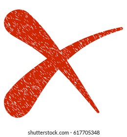 Grunge Erase icon with grunge design and scratched texture. Unclean vector red pictogram for rubber seal stamp imitations and watermarks. Draft emblem symbol.