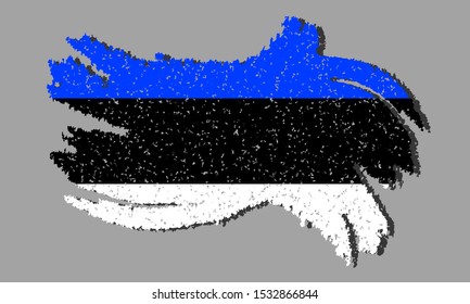Grunge Estonian flag, Estonian flag with shadow on isolated background, vector illustration