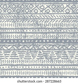 Grunge ethnic background. Seamless black and white pattern vector.