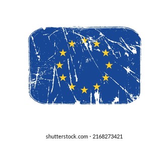 Grunge EU flag.Old flag of EU.