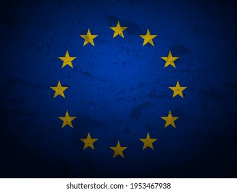 Grunge EU-Flagge strukturierter Hintergrund. Vektorgrafik.