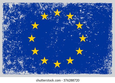 Grunge EU flag.Vector flag of European Union.