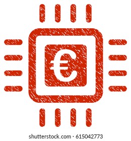 Grunge Euro Processor rubber seal stamp watermark. Icon symbol with grunge design and dirty texture. Unclean vector red sticker.
