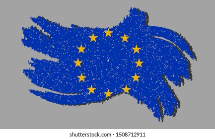 Grunge Europe flag, Europe flag shadow on isolated background, vector illustration